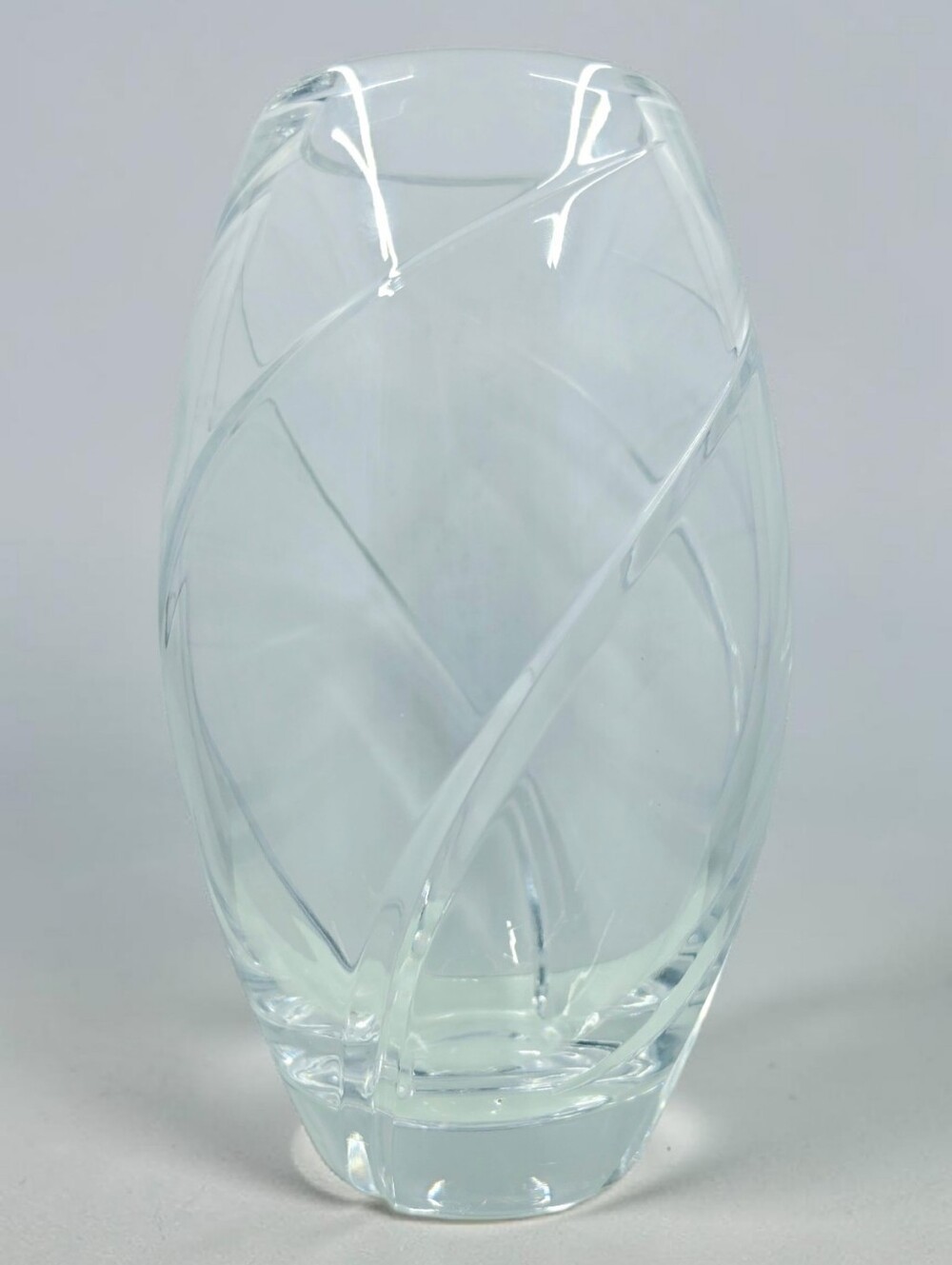 Tiffany & Co Swirl Optic Cut Crystal Flower Vase Germany Signed